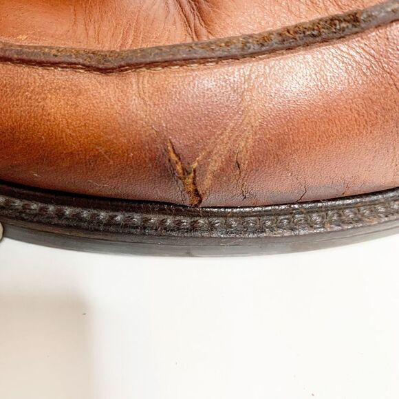 Johnston & Murphy Men's Shoes Oxfords Brown Leather Apron Toe Made in Italy - 10 - Picture 4 of 13